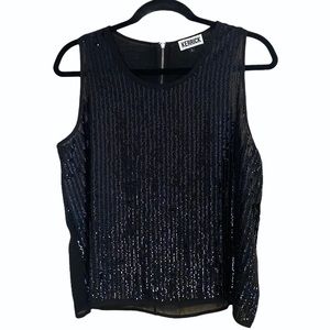 Kerrick Black Sequin Sleeveless Top Size Large